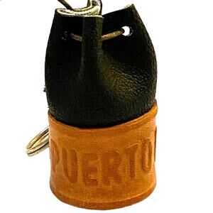 Puerto Rico Keychain Leather Crafted Bucket Purse Souvenir Collector Novelty